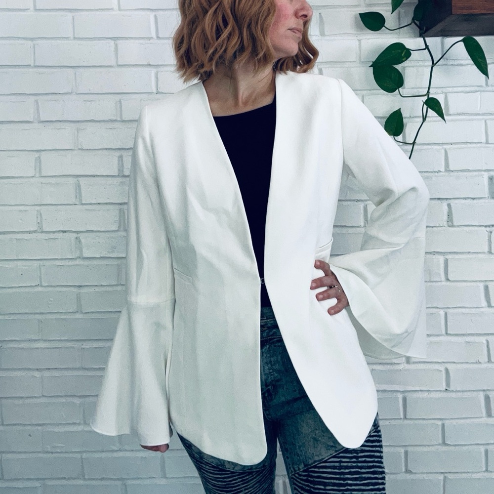 Halogen White V Neck Blazer